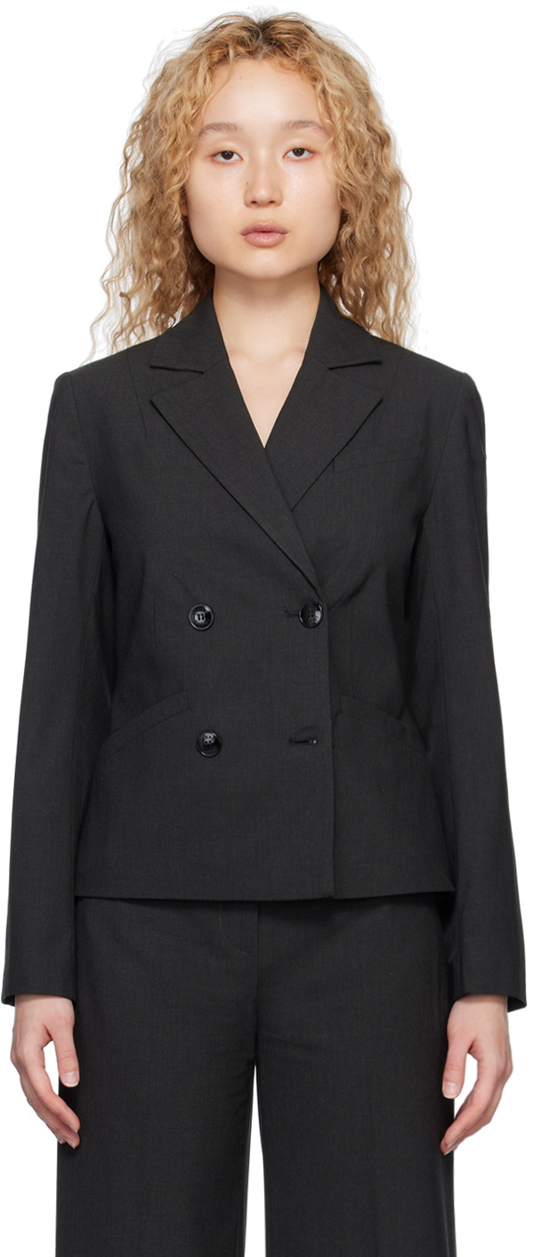 GANNI Gray Drapey Blazer GANNI