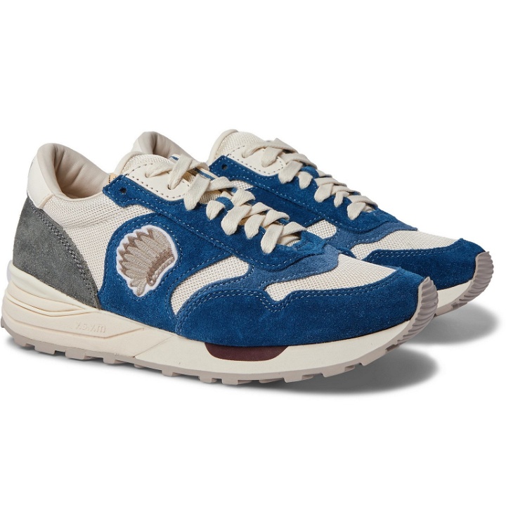 Photo: visvim - Roland Leather-Trimmed Suede and Mesh Sneakers - Blue