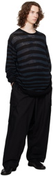 Yohji Yamamoto Navy Striped Sweater