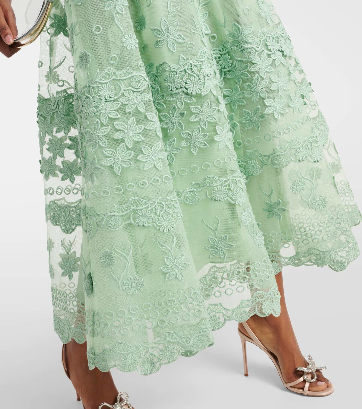 Elie Saab Floral-appliqu silk-blend midi dress Elie Saab Elie Saab Floral-appliqu silk-blend midi dress Elie Saab