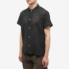 Bode Men's Lattice Lace Short Sleeve Shirt in Black