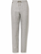 Agnona - Straight-Leg Linen-Twill Drawstring Suit Trousers - Gray