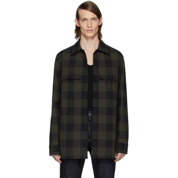 Photo: Bottega Veneta Khaki and Black Check Overshirt