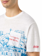 MC2 Saint Barth Man Linen Jersey T-shirt Ecstasea With Portofino Placed Print And Embroidered Pocket
