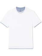 Brunello Cucinelli - Slim-Fit Layered Cotton and Linen-Blend Jersey T-Shirt - White