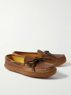 Quoddy - Pebble-Grain Leather Slippers - Brown