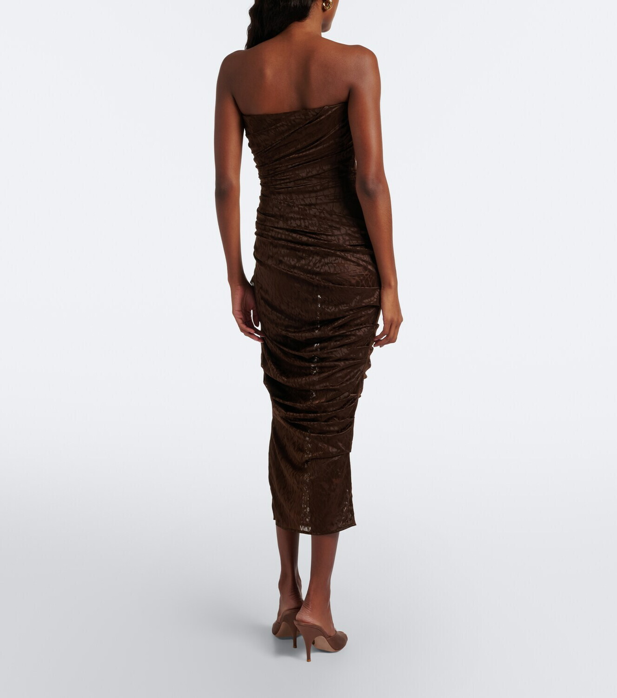 Alex Perry Leopard-print ruched lace midi dress