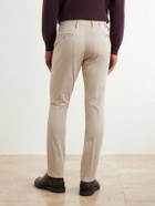 Canali - Tapered Stretch Cotton-Twill Trousers - Neutrals
