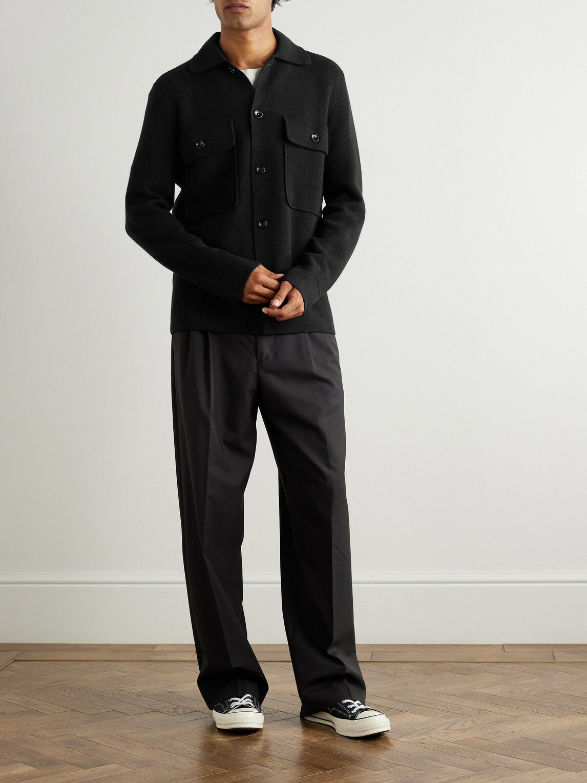 Allude - Virgin Wool and Cashmere-Blend Cardigan - Black