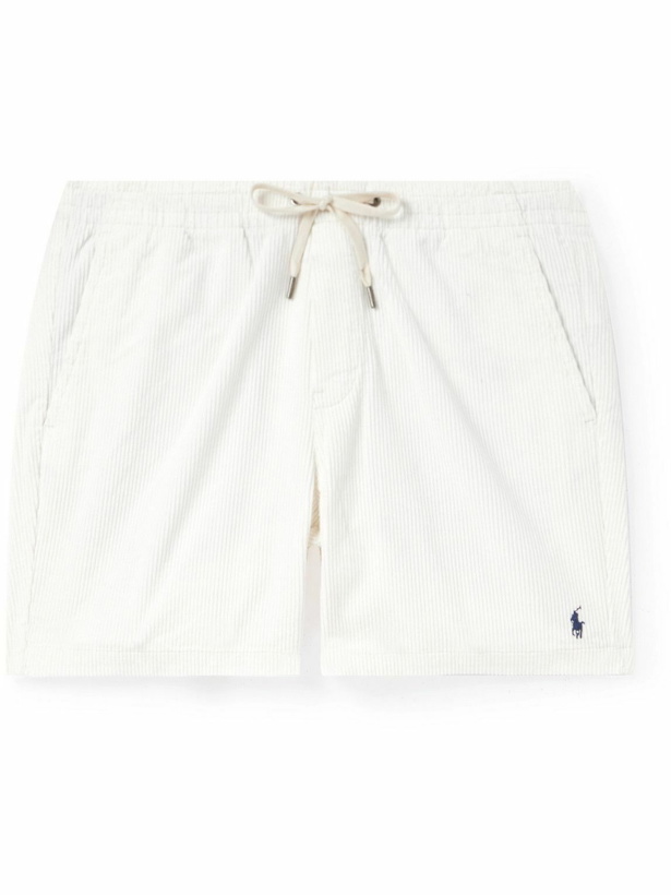 Photo: Polo Ralph Lauren - Prepster Straight-Leg Logo-Embroidered Cotton-Corduroy Drawstring Shorts - White