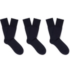 Falke - Three-Pack Airport Stretch Wool-Blend Socks - Navy