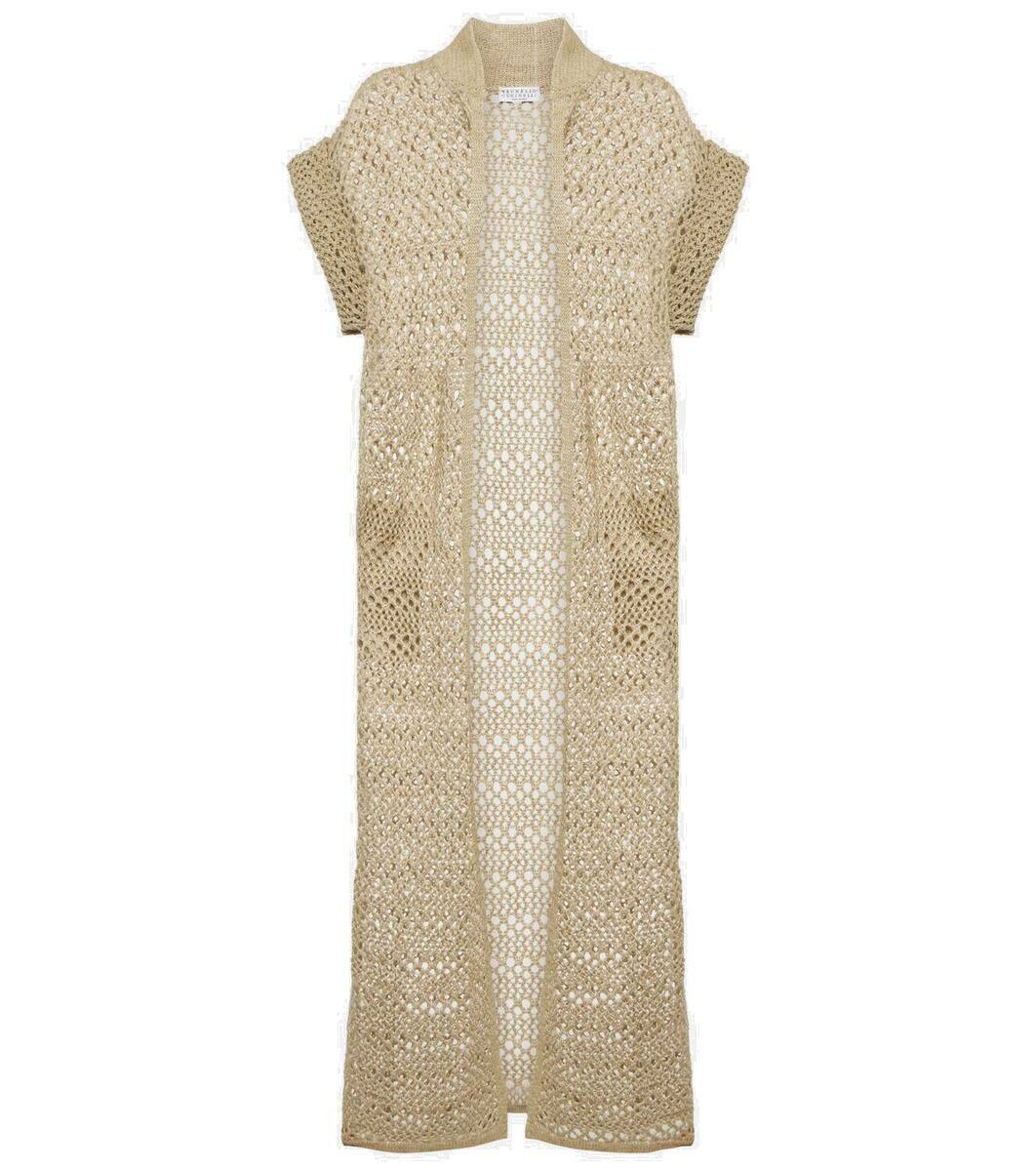 Brunello Cucinelli Open-knit linen and silk cardigan Brunello