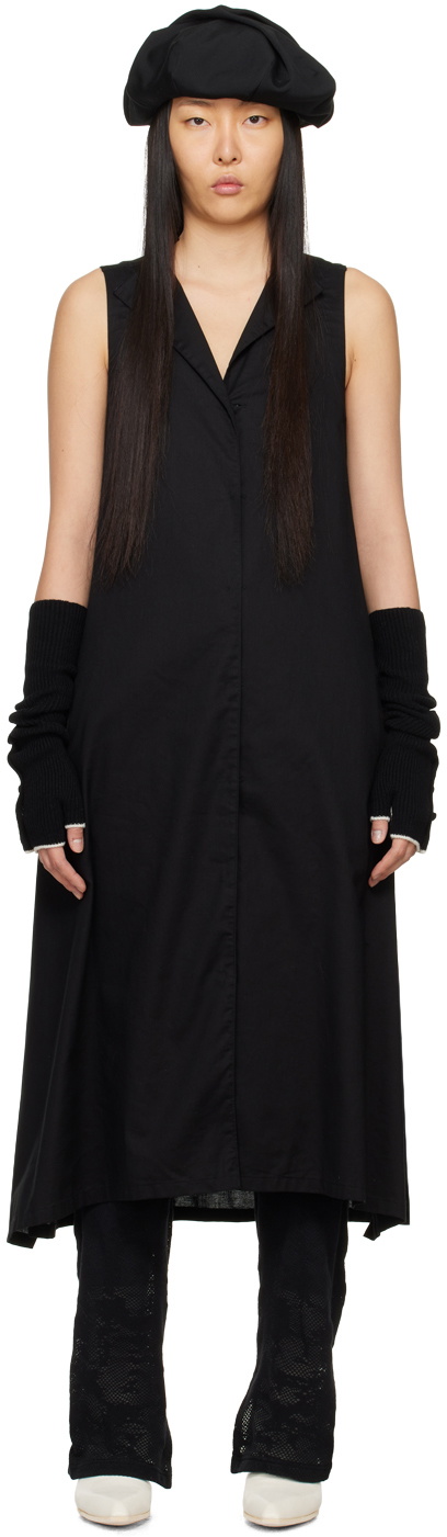 Y's Black Sleeveless Midi Dress
