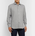 Loro Piana - Slim-Fit Prince Of Wales Checked Brushed-Cotton Shirt - Gray