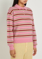 Guest In Residence Collegiate Striped Cashmere Polo top Pink