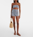 Bananhot Zorya open-knit lamé shorts