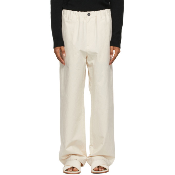 Photo: Jil Sander Off-White Cotton Drawstring Trousers