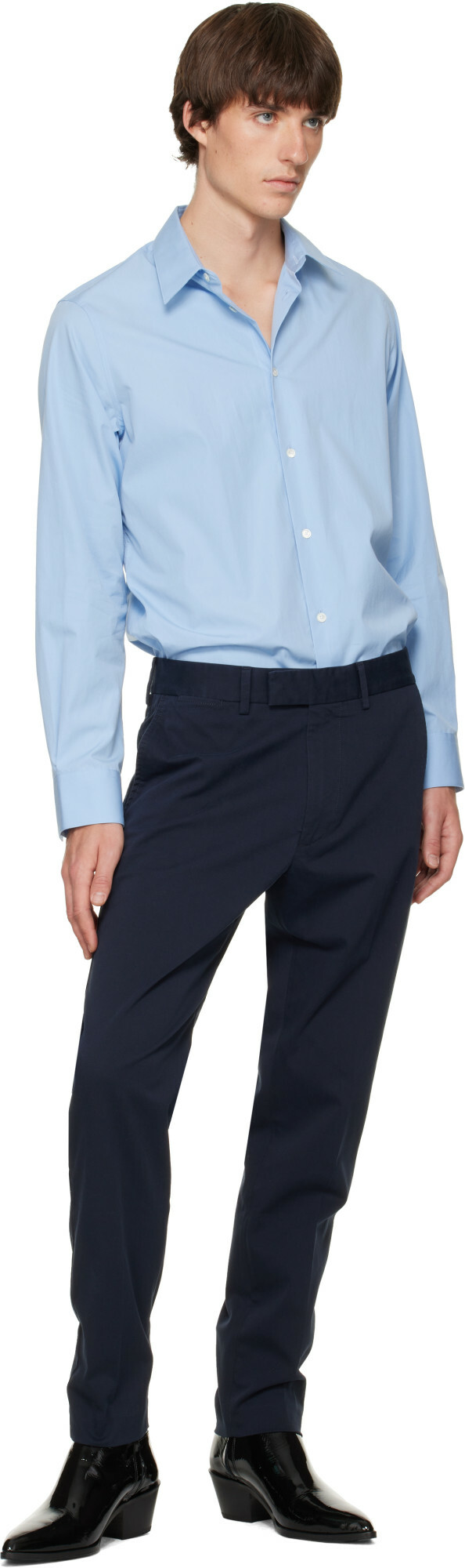 TOM FORD Navy Stretch Cotton Twill Trousers