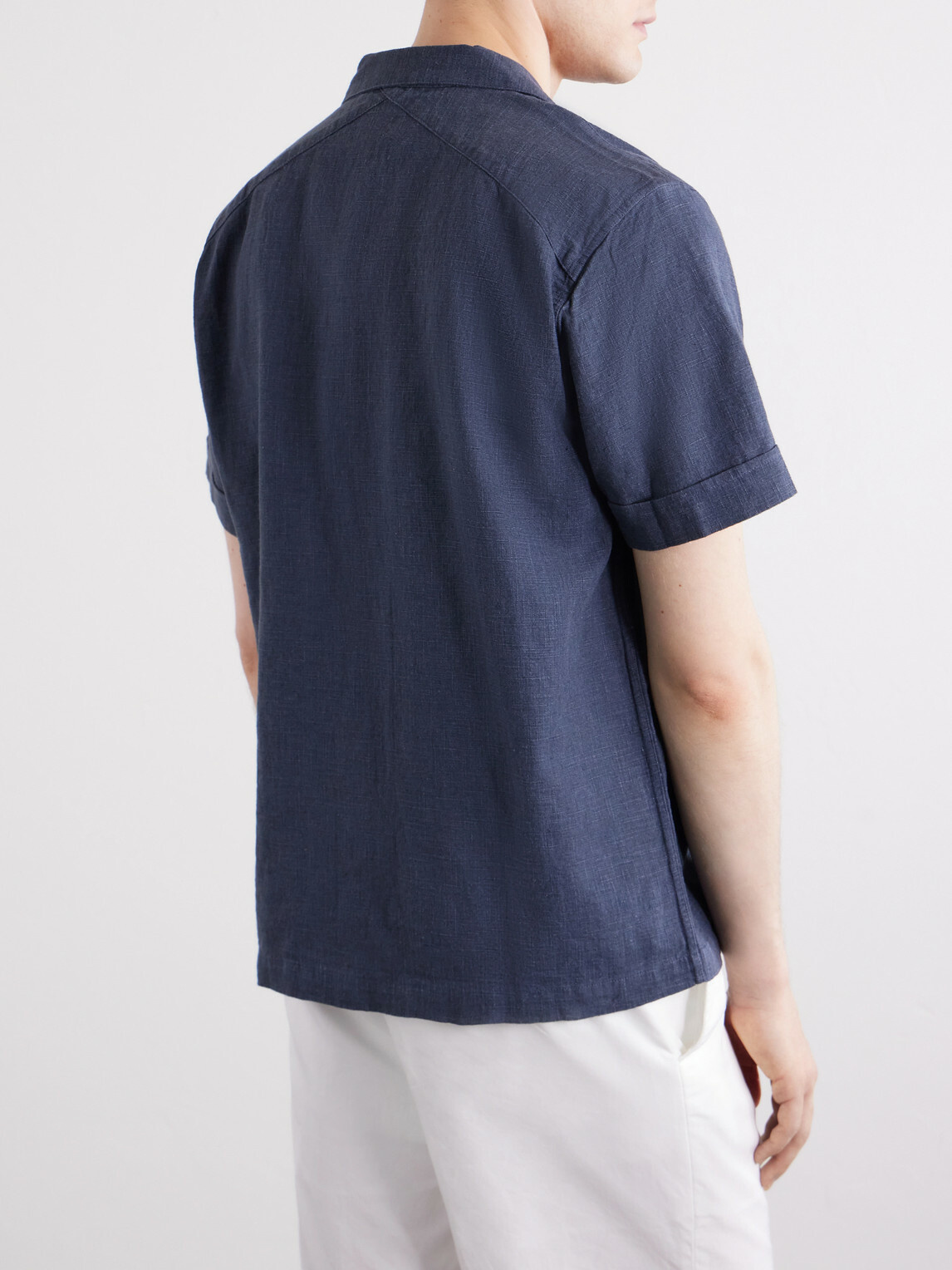 3sixteen - Convertible-collar Linen and Cotton-Blend Shirt - Blue