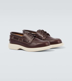 Gucci Web Stripe leather boat shoes