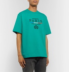 Balenciaga - Oversized Embroidered Cotton-Jersey T-Shirt - Green