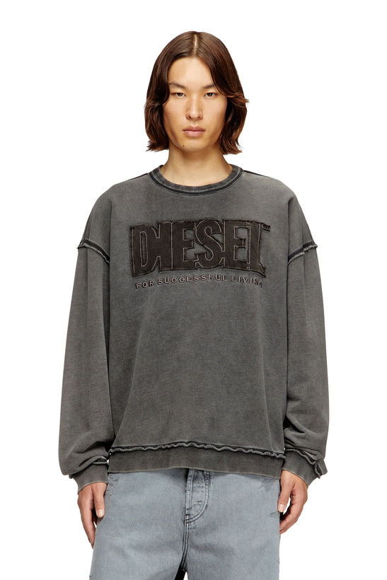 Photo: Diesel Cotton sweatshirt with appliqué logo - Sweaters Mens in Grey