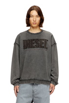 Diesel Cotton sweatshirt with appliqué logo - Sweaters Mens in Grey