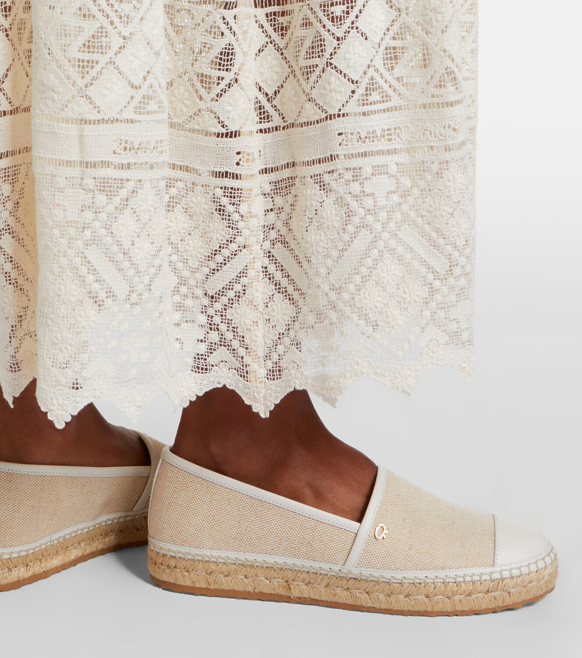 Gianvito Rossi Leather-trimmed canvas espadrilles