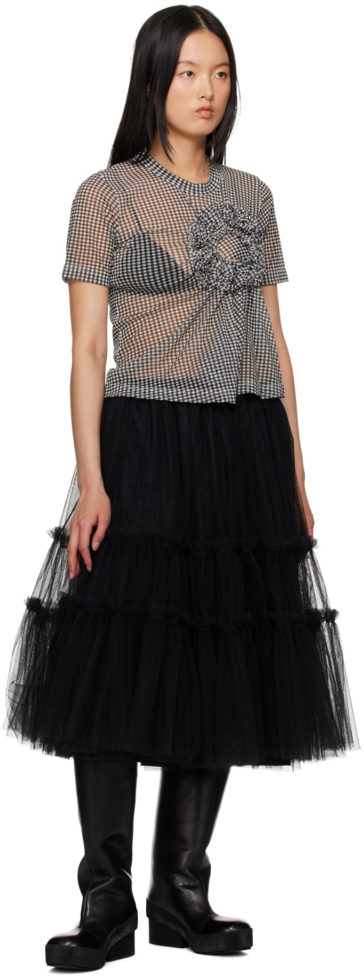 Noir Kei Ninomiya Black & White Check T-Shirt Noir Kei Ninomiya