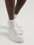 Alexander McQueen - Exaggerated-Sole Rubber-Trimmed Leather Sneakers - White