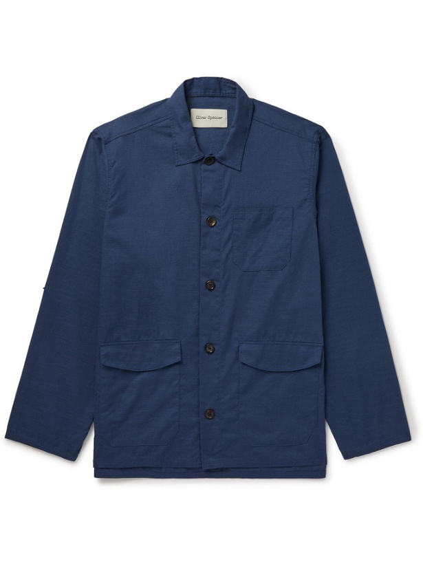 Photo: OLIVER SPENCER - Hockney Slub-Cotton Shirt Jacket - Blue