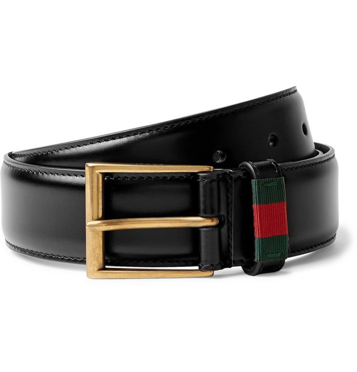 Photo: Gucci - 3.5cm Black Webbing-Trimmed Leather Belt - Men - Black
