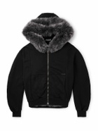 Dolce&Gabbana - Shearling-Trimmed Cotton-Jersey Hooded Jacket - Black