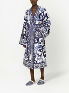 Dolce & Gabbana Blue Majolica Cotton Robe