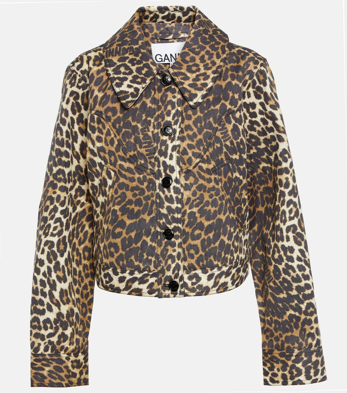 ブルゾン Ganni Ganni Leopard-Print Jacket In Canvas Almond Milk Leopard Cotton Canvas Jacket | GANNI US