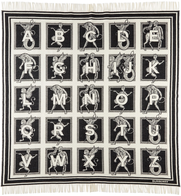Photo: Burberry Black & White Mythical Alphabet Jacquard Blanket