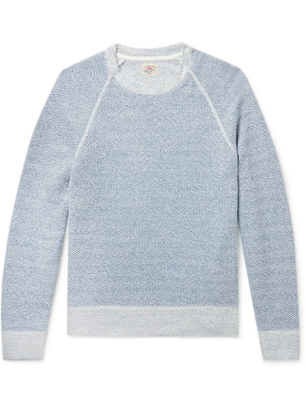 Photo: Faherty - Herringbone Cotton-Blend Jacquard Sweatshirt - Blue