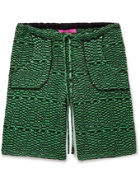 THE ELDER STATESMAN - Wide-Leg Cashmere-Jacquard Drawstring Shorts - Green