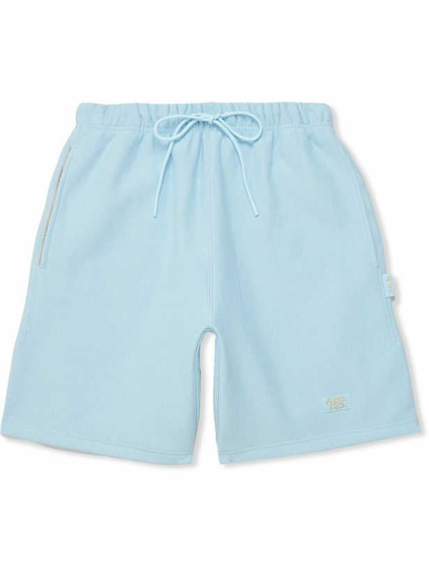 Photo: Abc. 123. - Wide-Leg Logo-Detailed Cotton-Blend Jersey Drawstring Shorts - Blue
