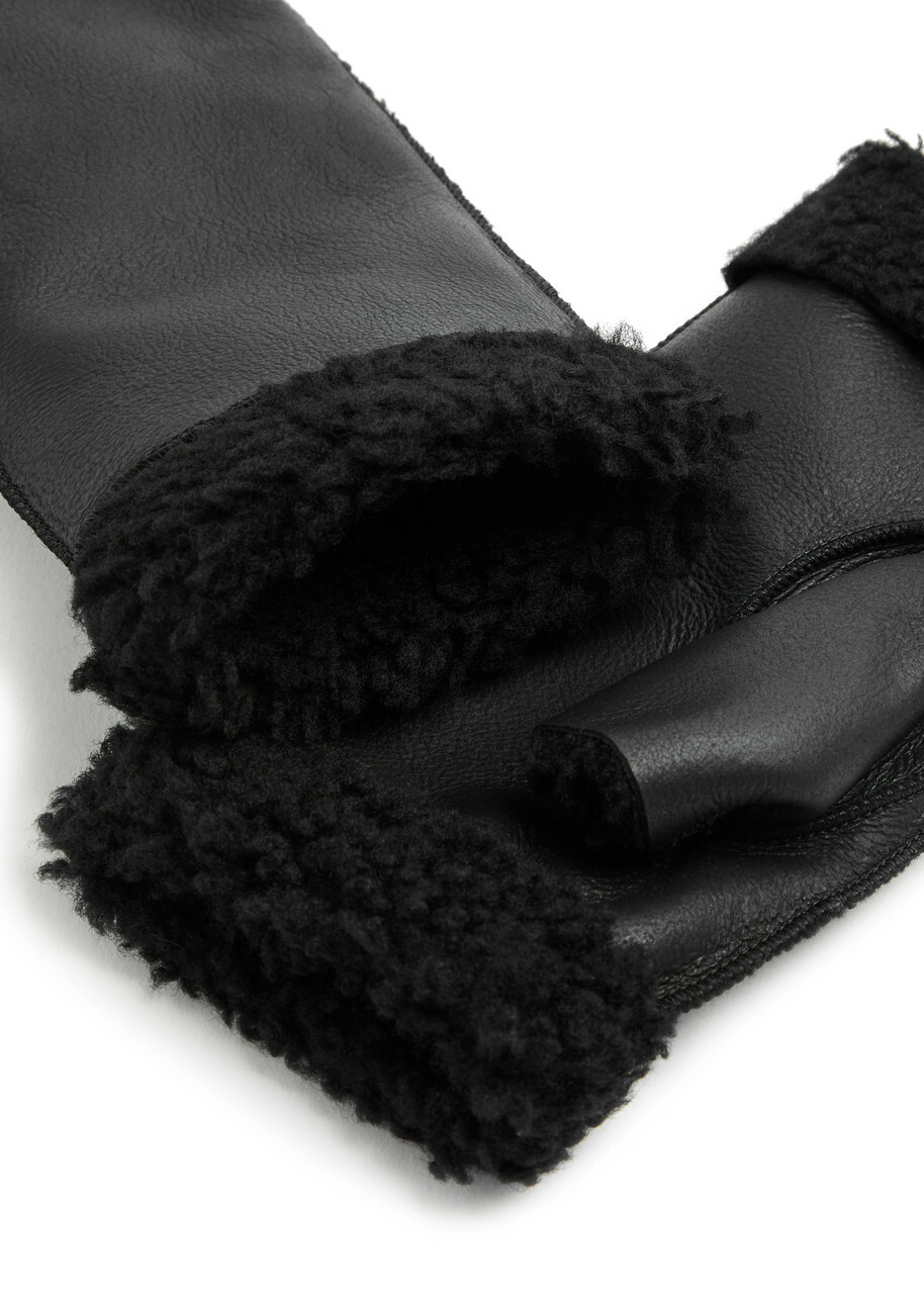 Dents Vera Fingerless Leather Gloves Black