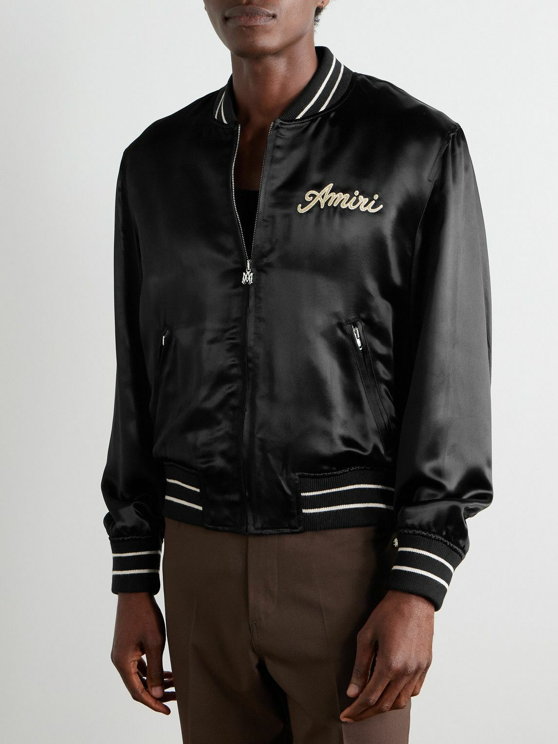 AMIRI - Club Logo-Embroidered Satin Bomber Jacket - Black Amiri