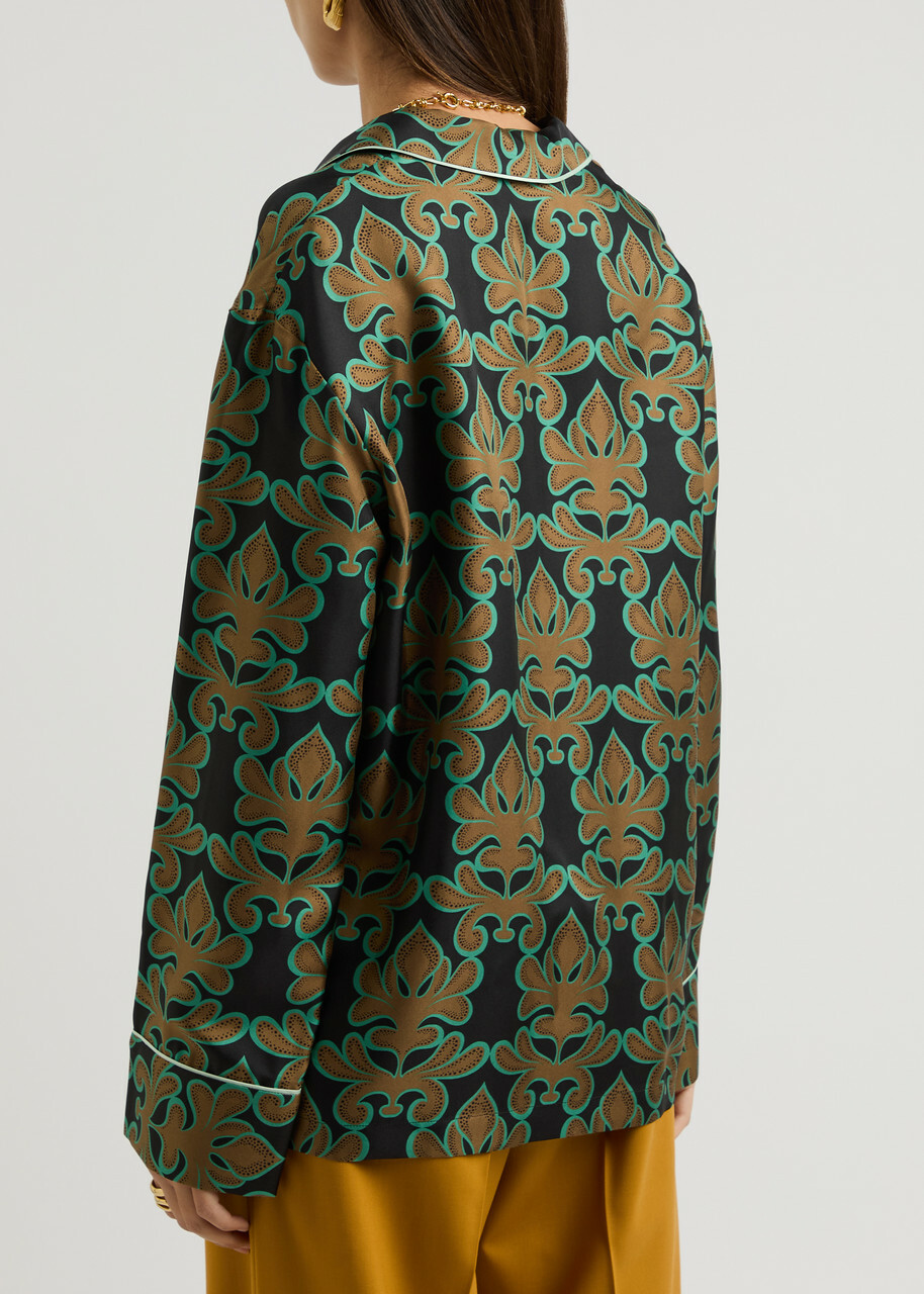 LA Double J Pajama Printed Silk-satin Shirt Multicoloured