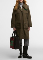 Barbour X Ganni Waterproof Hooded Shell Parka Coat Khaki