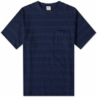 Velva Sheen Men's Made in Japan Indigo Stripe T-Shirt in Smolder Navy