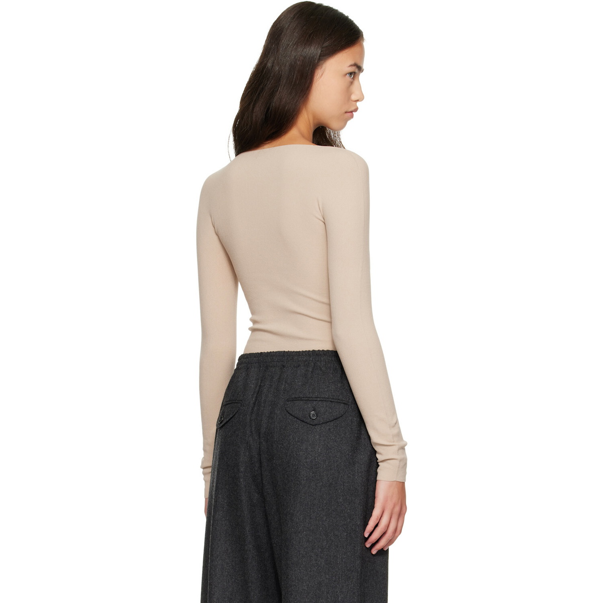 Jil Sander Beige Ribbed T-shirt