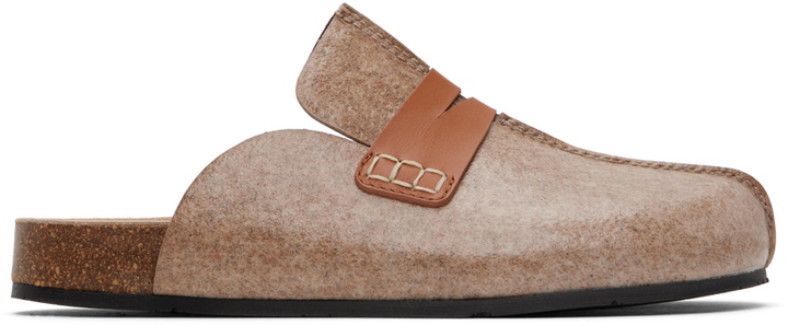 Photo: JW Anderson Beige Laminated Felt Loafer Mules