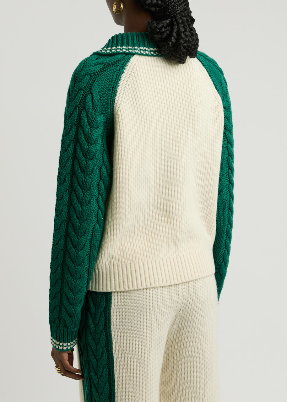 Casablanca Logo Half-zip Wool-blend Jumper Green