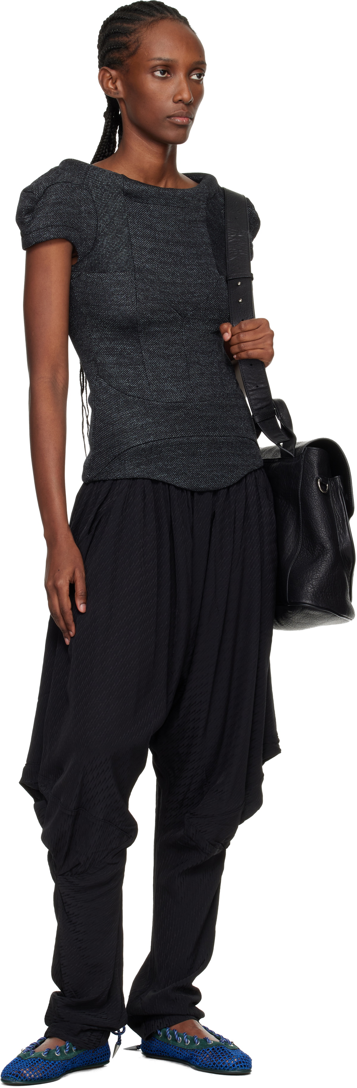 Kiko Kostadinov Gray Compass Jersey Blouse