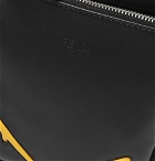 Fendi - Appliquéd Mesh-Trimmed Leather Messenger Bag - Black