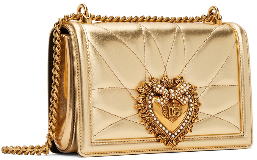 Dolce & Gabbana Gold Dauphine Leather Pochette Shoulder Bag Dolce